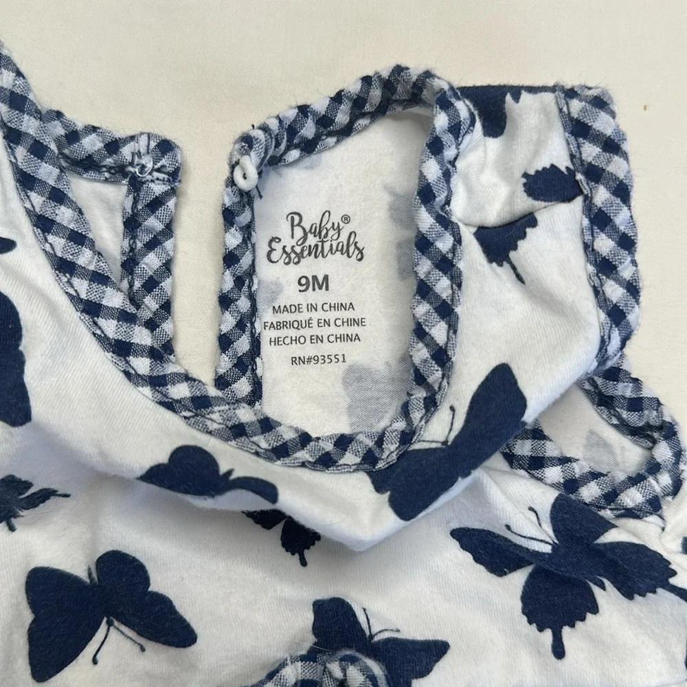 Baby Essentials Set of Three Baby Onesies size 9 months  - Pink, White, and Blue